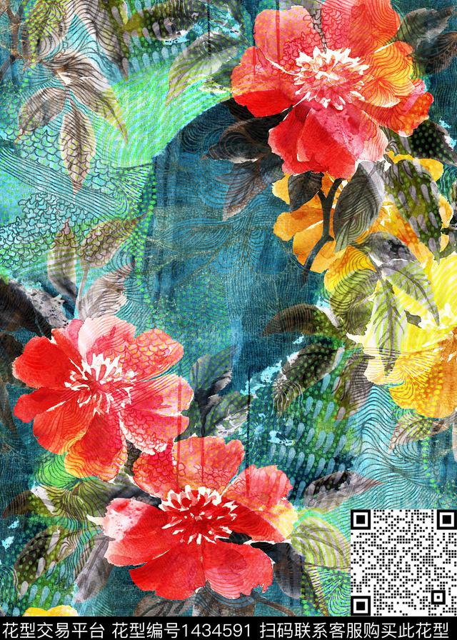 香云纱中老年中国风数码印花华亿平台下载（图片编号: 1434591） - 瓦栏（Walan）