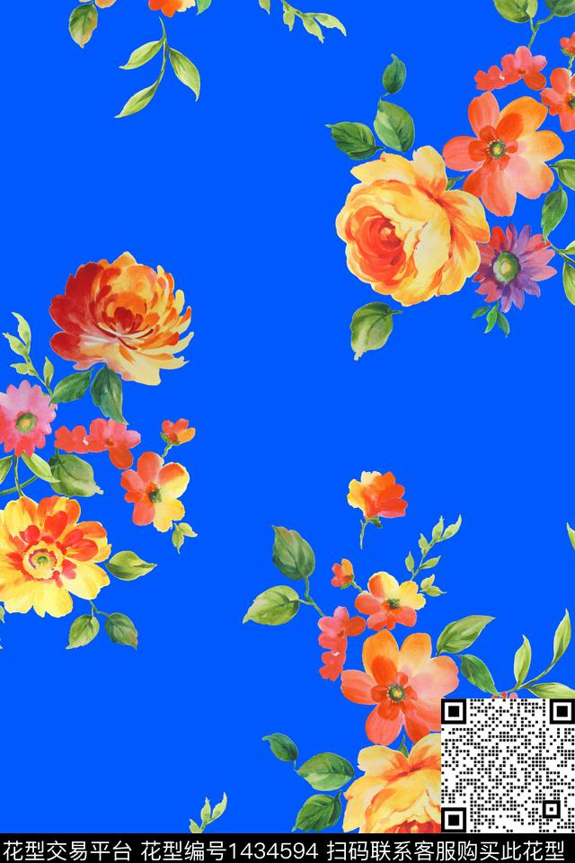 花卉大花中老年数码印花华亿平台下载（图片编号: 1434594） - 瓦栏（Walan）