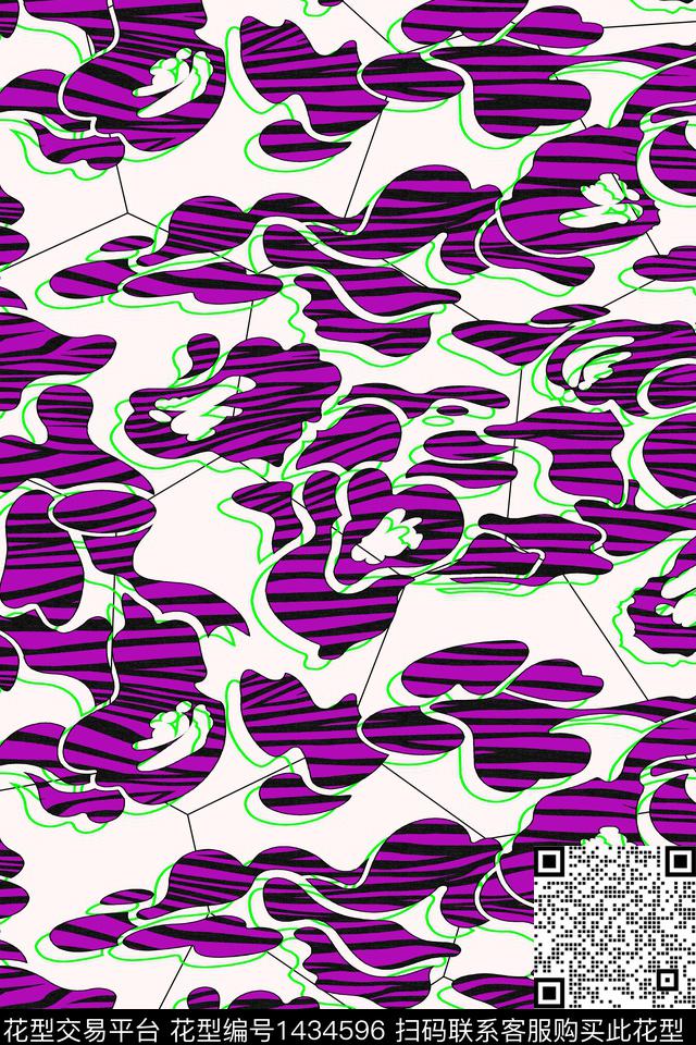 线条几何迷彩传统印花华亿平台下载（图片编号: 1434596） - 瓦栏（Walan）