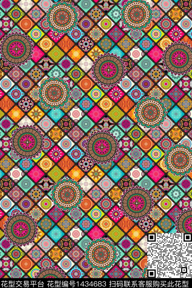 几何民族风传统华亿平台传统印花华亿平台下载（图片编号: 1434683） - 瓦栏（Walan）