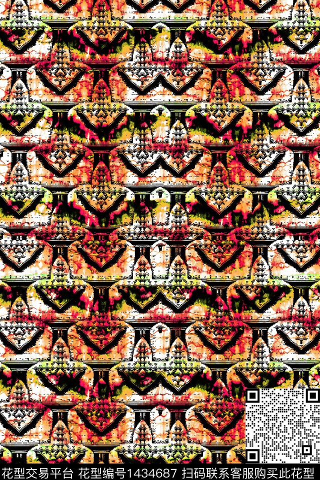 纹理抽象连续数码印花华亿平台下载（图片编号: 1434687） - 瓦栏（Walan）