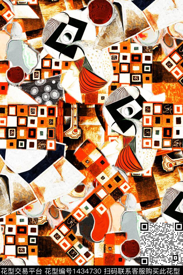 几何肌理抽象数码印花华亿平台下载（图片编号: 1434730） - 瓦栏（Walan）