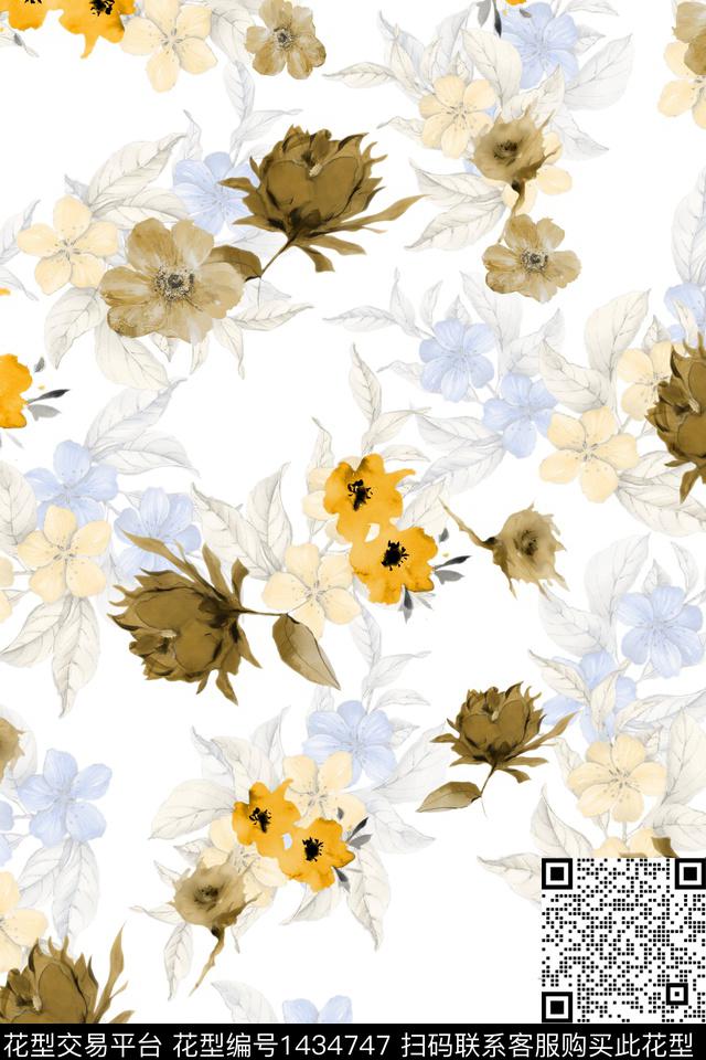 时尚小清新真丝数码印花华亿平台下载（图片编号: 1434747） - 瓦栏（Walan）