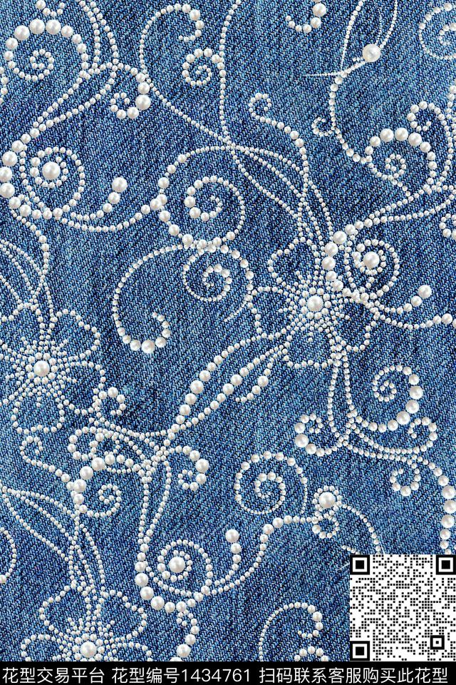时尚牛仔纹理珠宝宝石数码印花华亿平台下载（图片编号: 1434761） - 瓦栏（Walan）