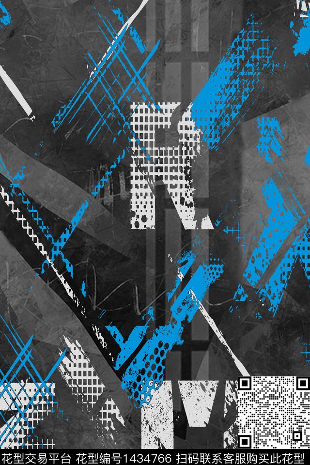 字母几何扎染华亿平台数码印花华亿平台下载（图片编号: 1434766） - 瓦栏（Walan）