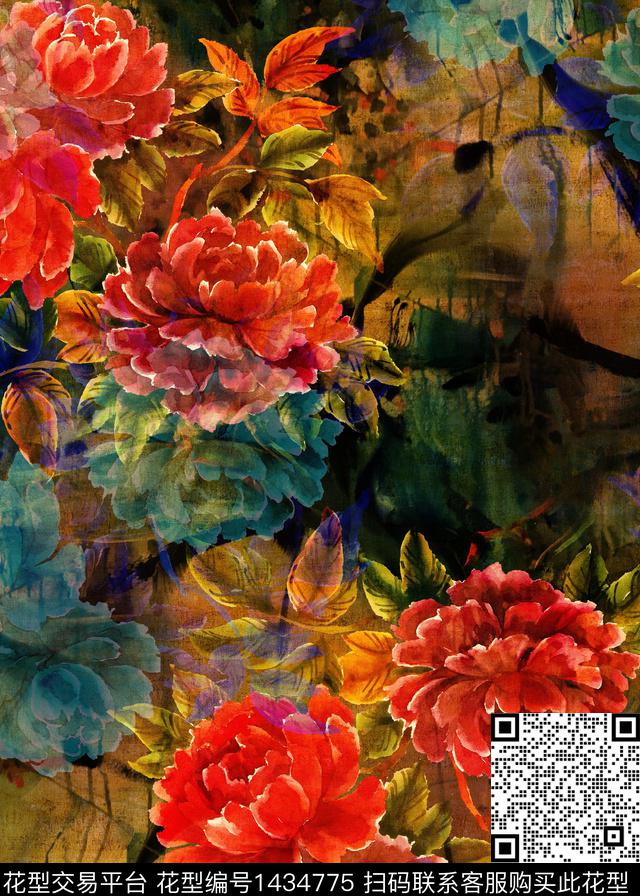 香云纱中老年中国风数码印花华亿平台下载（图片编号: 1434775） - 瓦栏（Walan）