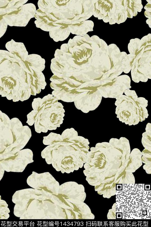 花卉大牌风大花数码印花华亿平台下载（图片编号: 1434793） - 瓦栏（Walan）