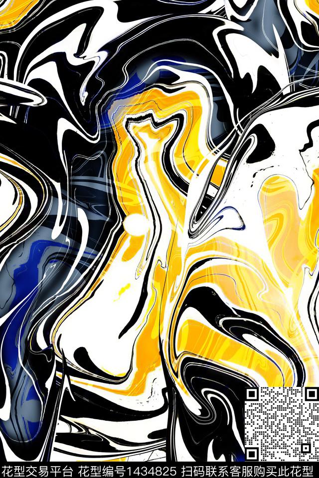 肌理抽象真丝数码印花华亿平台下载（图片编号: 1434825） - 瓦栏（Walan）