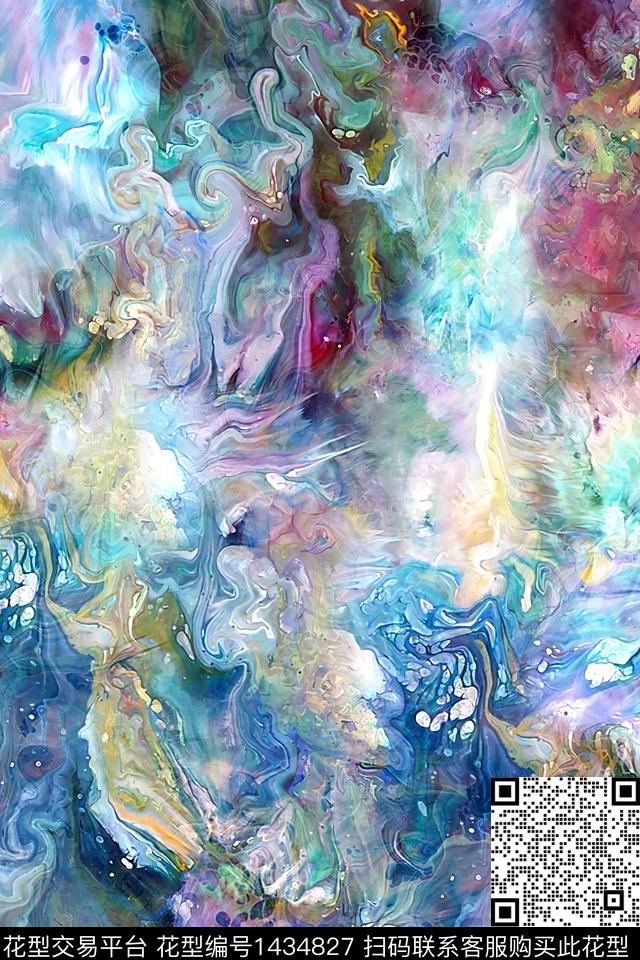 肌理抽象真丝数码印花华亿平台下载（图片编号: 1434827） - 瓦栏（Walan）