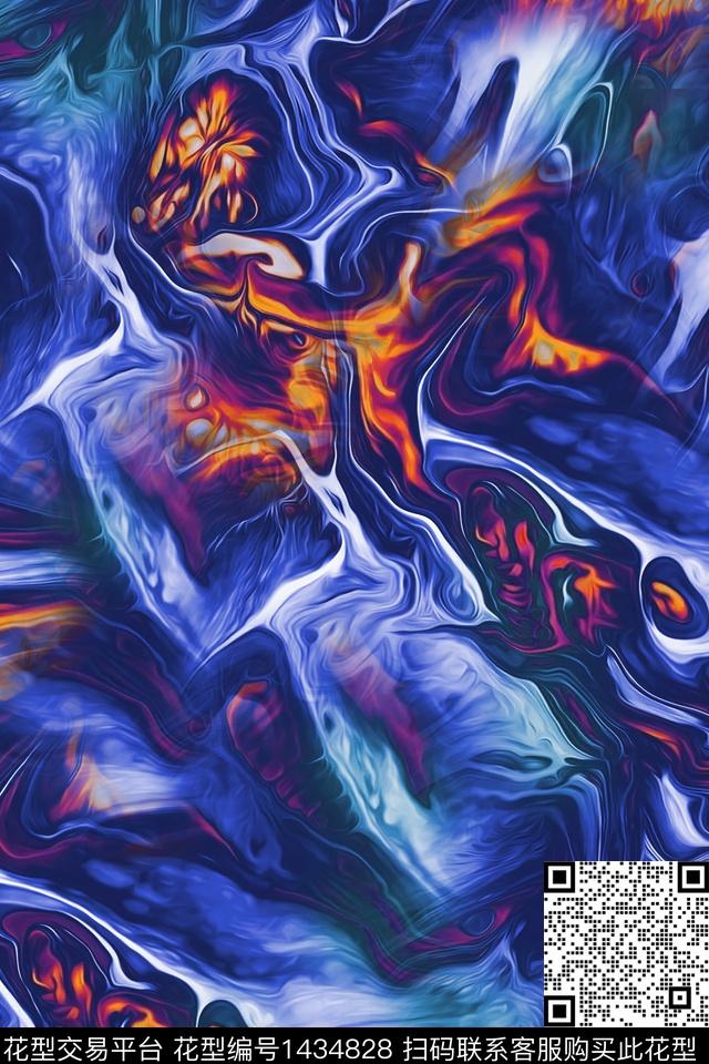 肌理抽象真丝数码印花华亿平台下载（图片编号: 1434828） - 瓦栏（Walan）