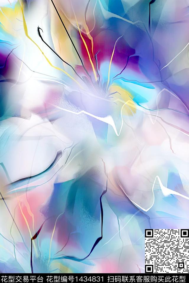 肌理抽象真丝数码印花华亿平台下载（图片编号: 1434831） - 瓦栏（Walan）