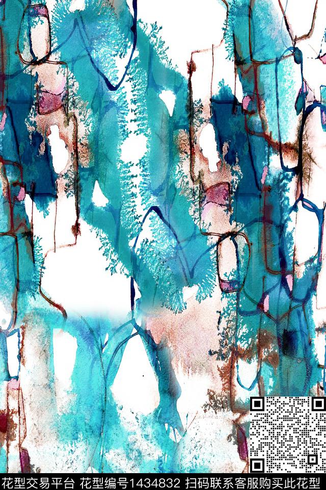 肌理抽象真丝数码印花华亿平台下载（图片编号: 1434832） - 瓦栏（Walan）