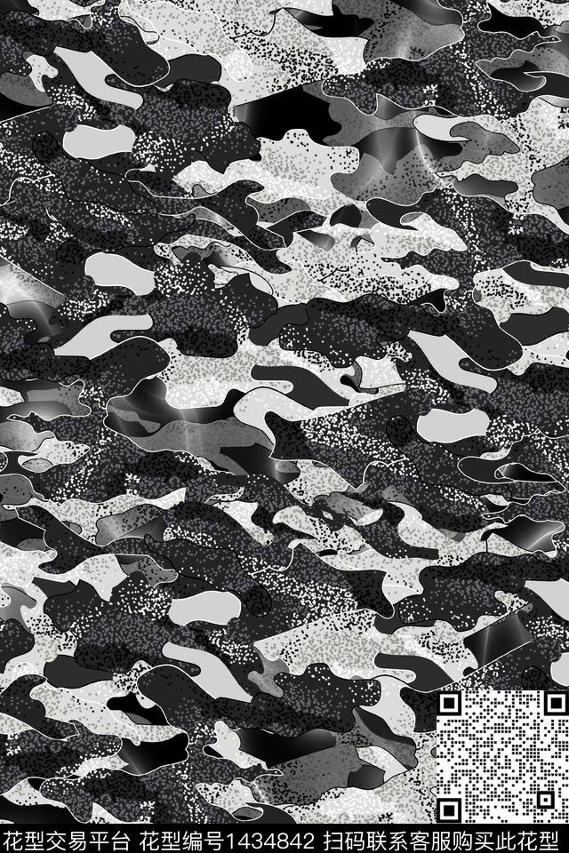 肌理男装迷彩数码印花华亿平台下载（图片编号: 1434842） - 瓦栏（Walan）