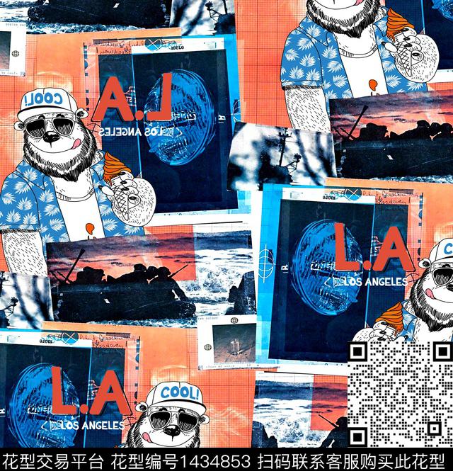 字母卡通混合拼接数码印花华亿平台下载（图片编号: 1434853） - 瓦栏（Walan）