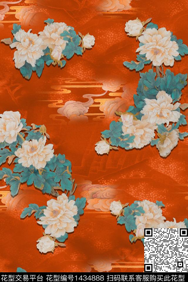 香云纱中国风真丝数码印花华亿平台下载（图片编号: 1434888） - 瓦栏（Walan）