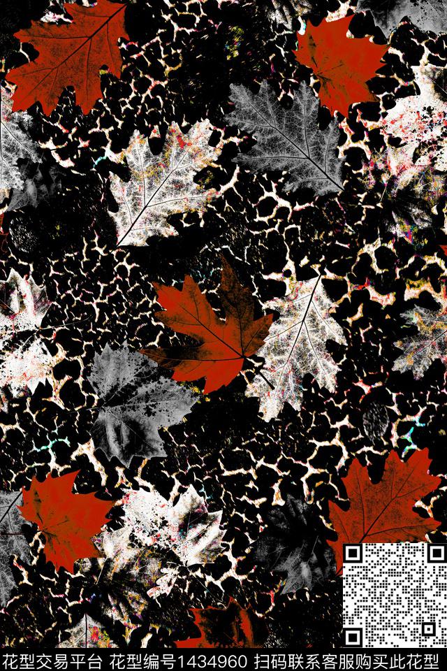 绿植树叶肌理大牌风数码印花华亿平台下载（图片编号: 1434960） - 瓦栏（Walan）