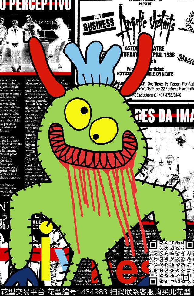 字母海报卡通数码印花华亿平台下载（图片编号: 1434983） - 瓦栏（Walan）