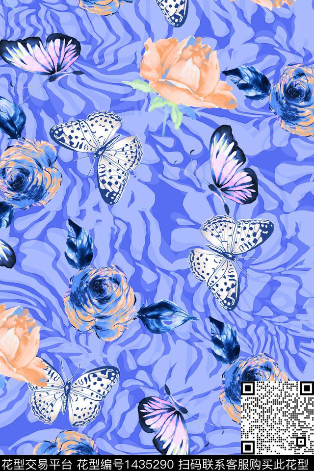花卉蝴蝶数码华亿平台审数码印花华亿平台下载（图片编号: 1435290） - 瓦栏（Walan）