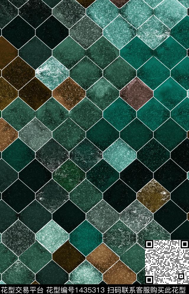 几何肌理真丝数码印花华亿平台下载（图片编号: 1435313） - 瓦栏（Walan）