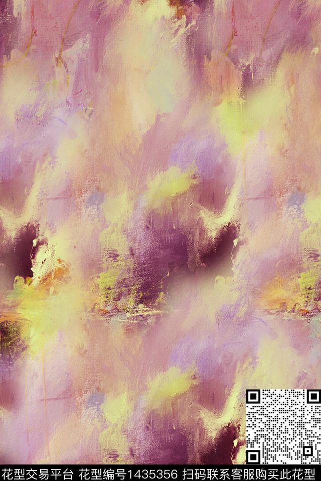 肌理水彩抽象花卉数码印花华亿平台下载（图片编号: 1435356） - 瓦栏（Walan）