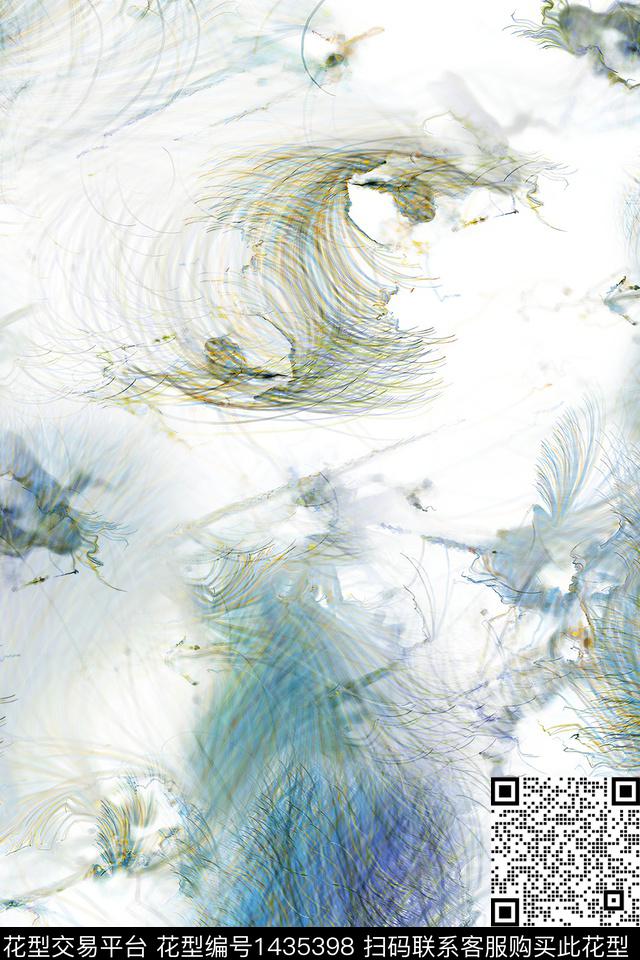 肌理扎染华亿平台抽象花卉数码印花华亿平台下载（图片编号: 1435398） - 瓦栏（Walan）