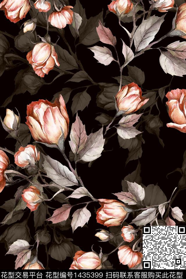 清爽底花卉花卉香云纱数码印花华亿平台下载（图片编号: 1435399） - 瓦栏（Walan）