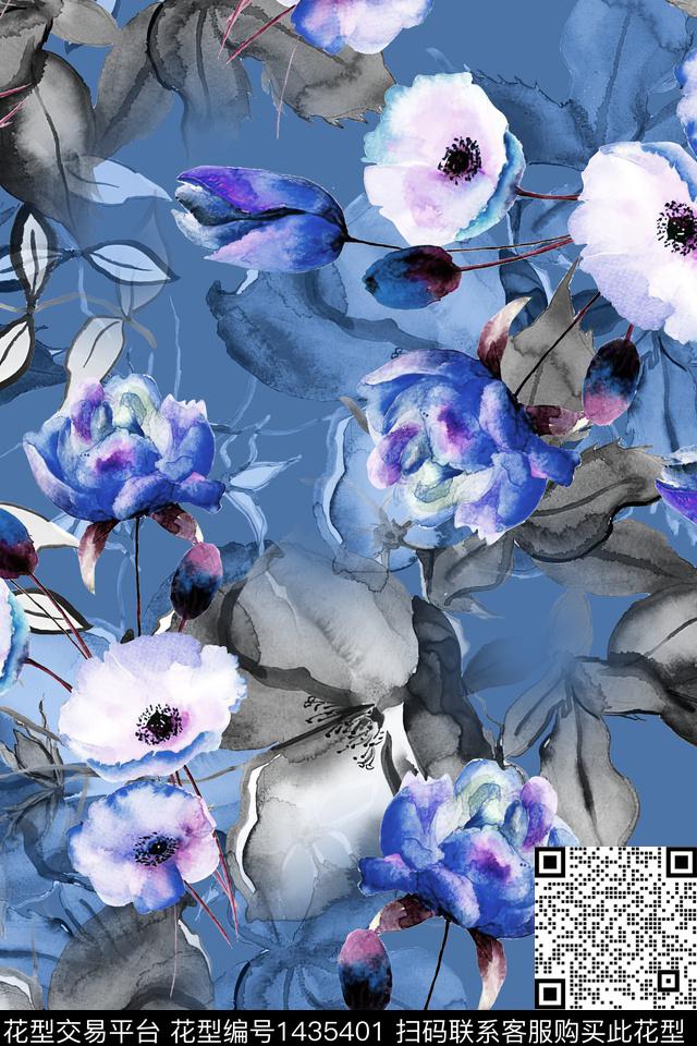 清爽底花卉花卉香云纱数码印花华亿平台下载（图片编号: 1435401） - 瓦栏（Walan）