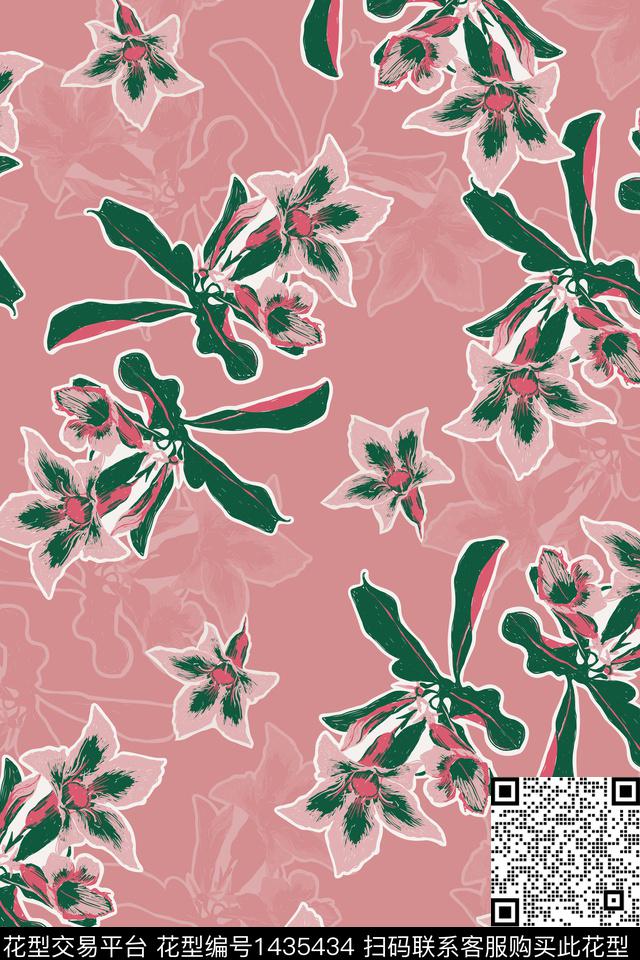 复古花卉大牌风数码印花华亿平台下载（图片编号: 1435434） - 瓦栏（Walan）