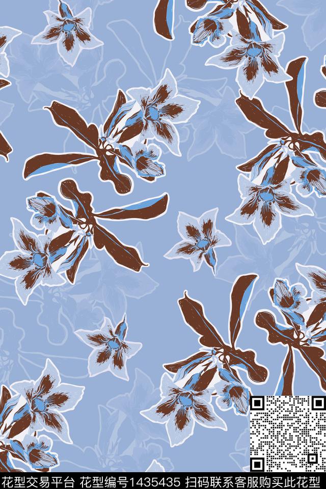 复古花卉大牌风数码印花华亿平台下载（图片编号: 1435435） - 瓦栏（Walan）