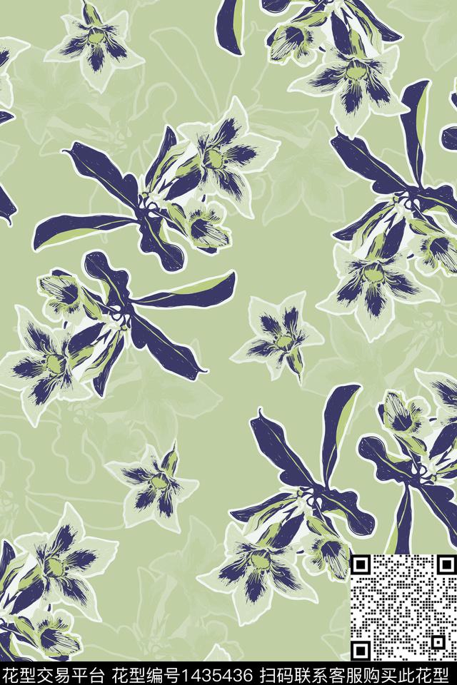 复古花卉大牌风数码印花华亿平台下载（图片编号: 1435436） - 瓦栏（Walan）
