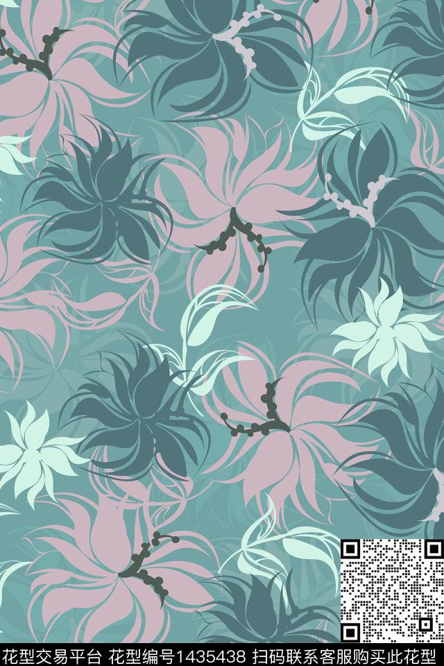 复古花卉大牌风数码印花华亿平台下载（图片编号: 1435438） - 瓦栏（Walan）