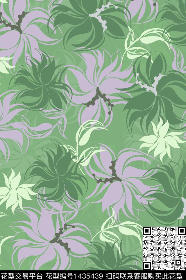 复古花卉大牌风数码印花华亿平台下载（图片编号: 1435439） - 瓦栏（Walan）