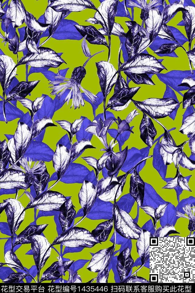 文艺连衣裙绿色数码印花华亿平台下载（图片编号: 1435446） - 瓦栏（Walan）