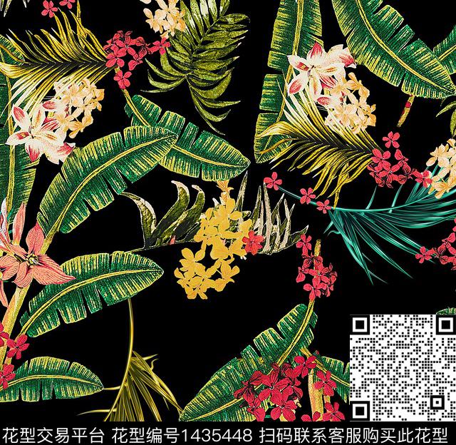 复古花卉热带华亿平台数码印花华亿平台下载（图片编号: 1435448） - 瓦栏（Walan）