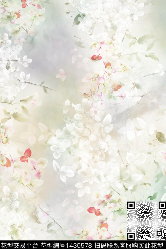 定位花扎染华亿平台花卉数码印花华亿平台下载（图片编号: 1435578） - 瓦栏（Walan）