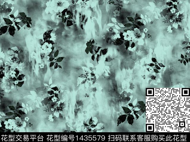 定位花扎染华亿平台花卉数码印花华亿平台下载（图片编号: 1435579） - 瓦栏（Walan）