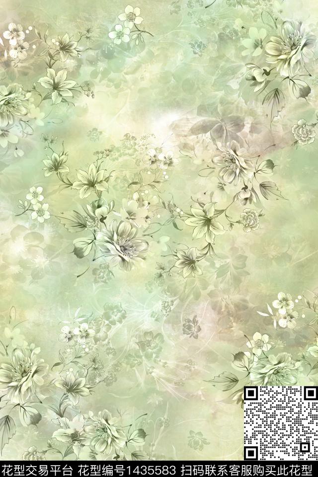 定位花扎染华亿平台花卉数码印花华亿平台下载（图片编号: 1435583） - 瓦栏（Walan）