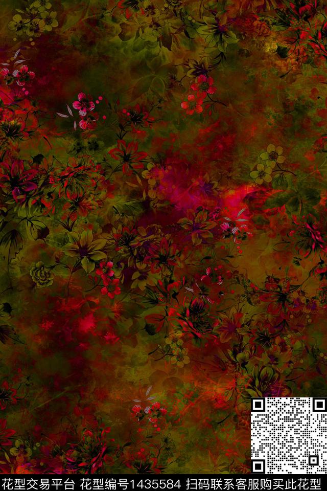 定位花扎染华亿平台花卉数码印花华亿平台下载（图片编号: 1435584） - 瓦栏（Walan）