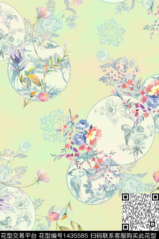 定位花扎染华亿平台花卉数码印花华亿平台下载（图片编号: 1435585） - 瓦栏（Walan）