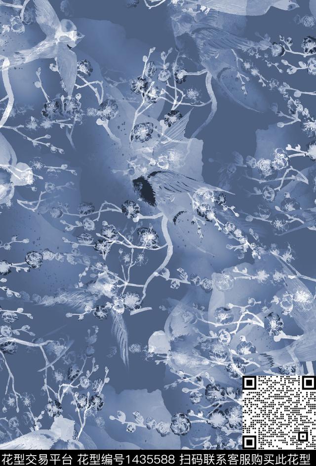 定位花扎染华亿平台花卉数码印花华亿平台下载（图片编号: 1435588） - 瓦栏（Walan）