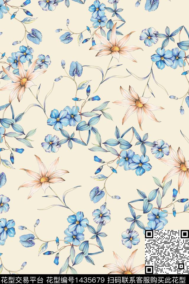 绿植树叶水彩大牌风传统印花华亿平台下载（图片编号: 1435679） - 瓦栏（Walan）