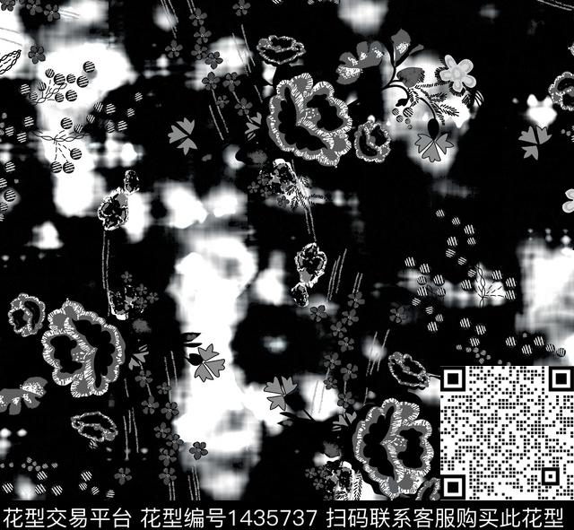 定位花扎染华亿平台花卉数码印花华亿平台下载（图片编号: 1435737） - 瓦栏（Walan）