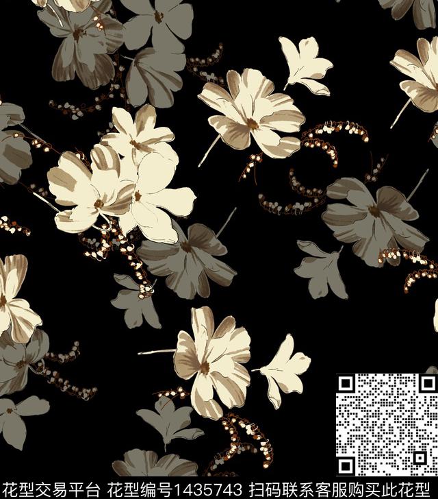 定位花扎染华亿平台花卉数码印花华亿平台下载（图片编号: 1435743） - 瓦栏（Walan）