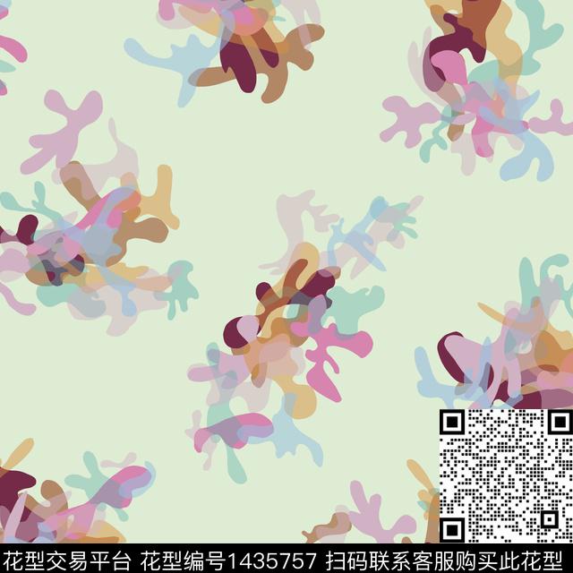 几何抽象花卉复古传统印花华亿平台下载（图片编号: 1435757） - 瓦栏（Walan）