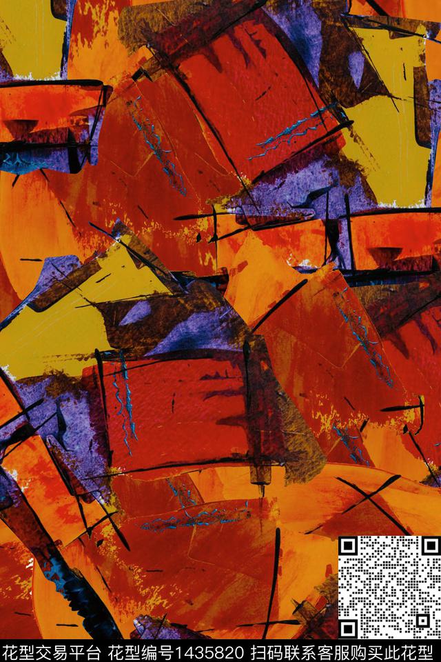 撞色几何简约数码印花华亿平台下载（图片编号: 1435820） - 瓦栏（Walan）