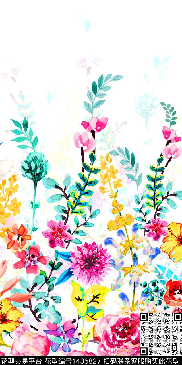 定位花抽象花卉花卉数码印花华亿平台下载（图片编号: 1435827） - 瓦栏（Walan）