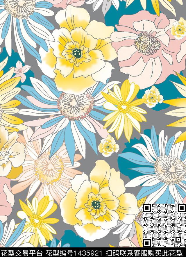 数码华亿平台女装花卉数码印花华亿平台下载（图片编号: 1435921） - 瓦栏（Walan）