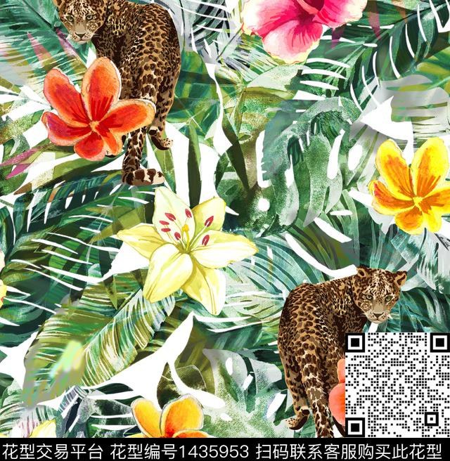 时尚热带华亿平台真丝数码印花华亿平台下载（图片编号: 1435953） - 瓦栏（Walan）