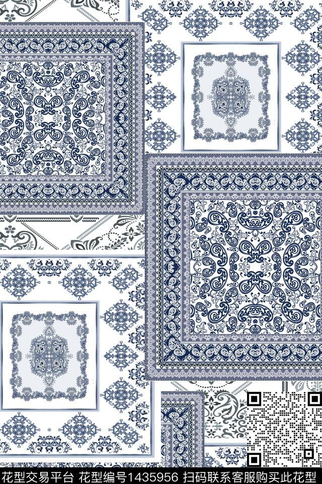 时尚佩斯利真丝数码印花华亿平台下载（图片编号: 1435956） - 瓦栏（Walan）