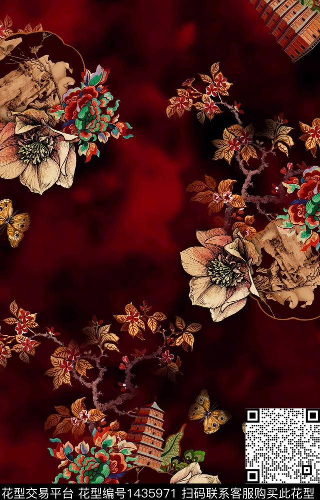 几何香云纱大牌风数码印花华亿平台下载（图片编号: 1435971） - 瓦栏（Walan）